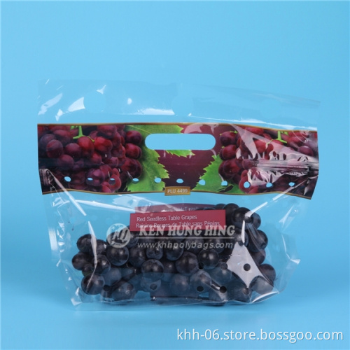 HDPE Laminated Material Customize Printing Round Bottom Plastic Bag with Hang Hole for Fruit